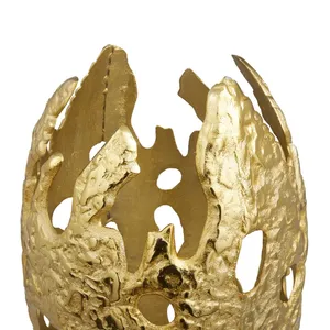 Modern Abstract Gold Resin Sculpture on Black <b>Cube</b> Base Decorative Art Piece - Product Image 5