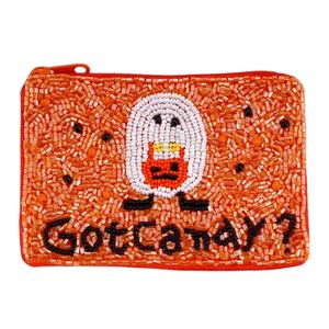 TRICK OR TREAT con cuentas de Halloween bordado artesanal Mini bolso con cremallera elegante de lujo y de moda hermoso por Hiba Enterprises - Product Image 2