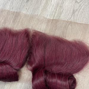 Paquetes de rizos de huevo Borgoña de pelo Remy vietnamita súper doble dibujado y cierre de alta calidad 6x6 - Product Image 4