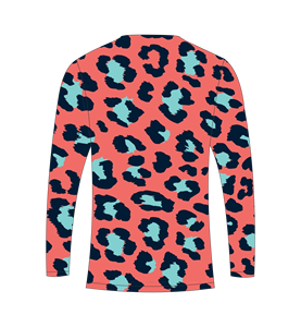 Camiseta Deportiva de Manga Larga para Hombre, Color Rosa Coral, Estampado de Leopardo, Compresión, para Gimnasio, Entrenamiento, Táctica, con Patrón Animal - Product Image 3