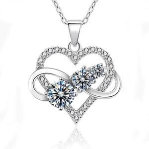 Collier Cœur Infini Plaqué Or 14K pour Femme AMBER JEWELS, Diamants Synthétiques de Laboratoire Taille Brillant Certifiés IGI, Romantique - Product Image 3