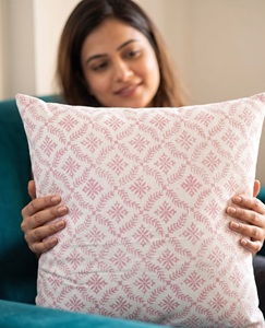 Premium Quality Hand-Printed Botanical Design Decorative <b>Cushion</b> <b>Cover</b> - Product Image 2