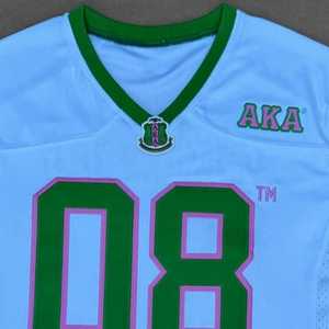 Maillot de football blanc AKA pour femme, broderie lettres grecques, maillot de sport athlétique, qualité supérieure, tissu respirant, col rond - Product Image 3