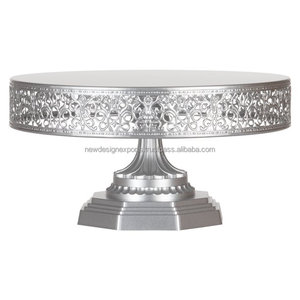 แท่นวางเค้กแต่งงานโลหะเงินทรงกลม12นิ้วอุปกรณ์ทำเค้กแฮนด์เมดปรับแต่งได้ - Product Image 2