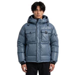 Chaquetas Acolchadas Personalizadas de Poliéster 100% con Diseño de Camuflaje Monocromático Carbón, Estilo Urbano, con Capucha y Detalle Gráfico en Paneles - Product Image 5