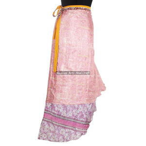 Pareo Sarong Reversible Mágico de Seda Vintage Hecho a Mano, Falda Tubo, Vestido, Falda Envolvente Tipo Saree, Venta al por Mayor, Largo y Envolvente de Seda - Product Image 6
