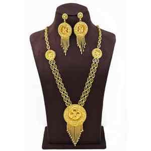 Parures de bijoux de mariage et de fête en gros, plaqué or micron 14K/18K/24K, style Dubaï, Turquie, collier long et boucles d'oreilles traditionnels - Product Image 1