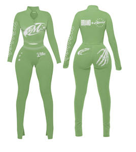 Custom Women's Waffle Knit Two-Piece Eco-Friendly Four-Way Stretch Tracksuit <b>High</b>-Waisted Drawstring Hoodie Jacket Full-<b>Knee</b> - Product Image 4