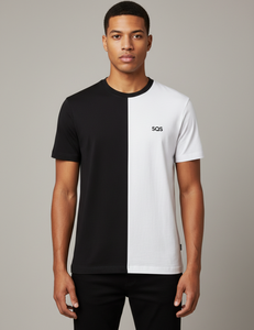 Camiseta Casual Negra y Blanca para Hombre, 100% Algodón de Alta Calidad, 200gsm, Impresión Digital |   Camiseta de Manga Corta Transpirable con Logotipo Personalizado - Product Image 1