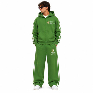 Custom Men Tracksuit Zip Up Hoodie and Sweatpants Set Oversized Streetwear Tracksuit - Product Image 1