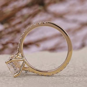 Anillo de Compromiso y Boda Minimalista para Mujer, Nanami Radiant Hidden Halo, Oro Sólido de 10K/14K/18K, Diamante Cultivado en Laboratorio de 1-5CT, Color E, VS1 - Product Image 5