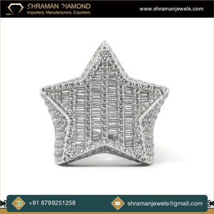 Anillo de Moissanita con Incrustaciones de Estrellas Grandes Chapado en Oro de Plata Esterlina 925 para Hombre, Estilo Hip Hop, Bling de Campeonato - Product Image 6