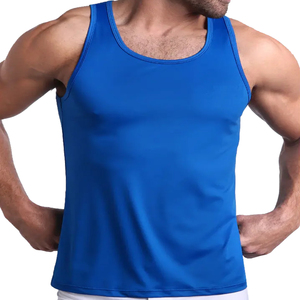 High Quality Men Gym Tank Top Eco-Friendly Breathable Crew Neck Customizable Quick Dry Polyester/Cotton Workout Shirt - Product Image 1