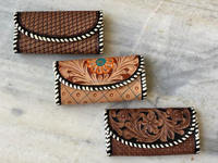 Tas tangan berukir dompet modis warna Pirus untuk wanita dompet kulit barat Clutch casing ponsel Multi guna