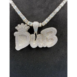 Custom "DUB" Crown Letter Necklace <b>Iced</b> <b>Out</b> Lab Grown Diamond Hip Hop Bling Tennis <b>Chain</b> Jewelry Gift - Product Image 5