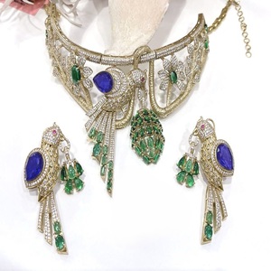 Dazzling Premium Quality Gold Plated Moissanite Necklace <b>Set</b> With Earrings for Wedding Wear Collection For <b>Women</b> - Product Image 2