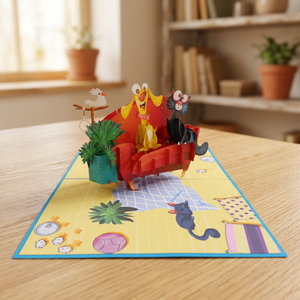 Viet Craft Best Seller Handicraft Paper Gift Bag Custom Design <b>Dog</b> Cat <b>Sofa</b> Pop up Card Gift Giving Cartoon Digital Printing - Product Image 5