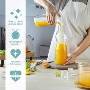 Bouteille d'eau en verre borosilicate de haute qualité avec couvercle en bambou, écologique, réutilisable, pour jus et thé - Product Image 3