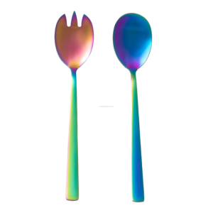 Premium Set of 2 Rainbow Stainless Steel <b>Salad</b> Serving Spoon and Fork Premium Kitchen Metal <b>Salad</b> <b>Tools</b> - Product Image 1