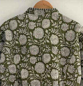 Indian Handmade <b>Knitted</b> Cotton Quilted Reversible <b>Animal</b> Print Turn-down Collar Three Quarter Sleeve Pullover Women's Winter - Product Image 6