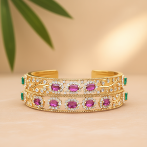 Fashion Gold Bangles with American Diamond Studded Design 2x6 Size 1 Gram Polish - Product Image 2