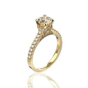 Glosbe Co Women's 18K Solid Gold Natural Diamond Engagement <b>Ring</b> 6mm Center Stone for Certified Daily Wear Vietnam Jewelry - Product Image 3