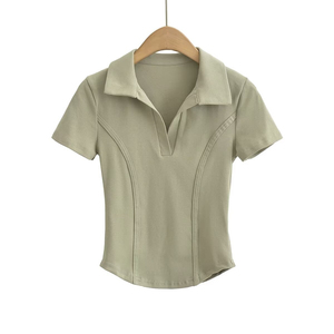 T-shirt décontracté pour femme Spice Girl, motif Heather, manches papillon, coupe classique, col en V, broderie, anti-boulochage - Product Image 5