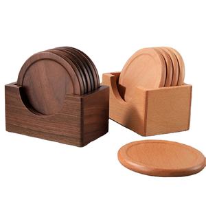 Premium Quality Handcrafted Brown Walnut <b>Wooden</b> Coasters <b>Set</b> Classic Style for <b>Tea</b> & Coffee Mats & Pads - Product Image 1