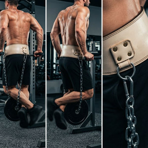 Ceinture de musculation en cuir véritable réglable avec chaîne lourde pour l'entraînement en force, les séances de gym et le développement musculaire - Product Image 6