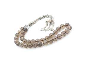 Chapelet islamique en quartz fumé (Tasbih) avec motif ange, Misbaha en résine écologique faite à la main, décoration religieuse pour la maison - Product Image 3