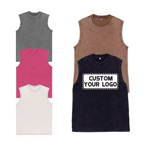 Débardeur en tricot pour homme, style vintage, délavé à l'acide, écologique, col rond sans manches, pour la gym et le streetwear décontracté - Product Image 1