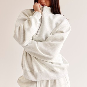 New <b>Half</b>-<b>Zip</b> <b>Women's</b> Oversized <b>Sweatshirts</b> Long Sleeve Drop Shoulder <b>Sweatshirts</b> Pullover Winter Premium <b>Women's</b> <b>Sweatshirts</b> - Product Image 3