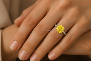 เพชรธรรมชาติทรงคุชชั่นเจียระไนแบบบริลเลียนท์มอดิฟายด์ สีเหลืองเข้มแฟนซี น้ำหนัก 0.50 กะรัต ได้รับการรับรอง สำหรับทำเครื่องประดับ - Product Image 4