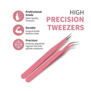 Morje Surgical Pink Stainless Steel <b>Eyelash</b> Tweezers 10mm Precision Tip Smooth Surface for <b>Eyelash</b> <b>Application</b> - Product Image 2