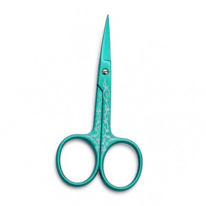 Tijeras para Cejas de Acero Inoxidable Turquesa, Hoja Recta Afilada, Herramienta de Belleza para Diestros, Tijeras de Belleza con Cerámica de Grado A+ - Product Image 1