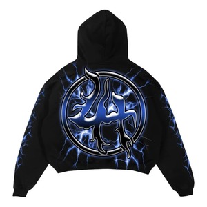 Sudadera con Capucha de Alta Calidad con Diseño Gráfico Personalizado, Estilo Urbano, Holgada, Negra, Moderna, con Estampado, para Hombre y Mujer - Product Image 3