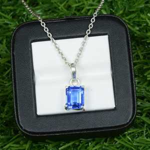 Pendentif octogone en tanzanite, collier en argent sterling 925, bijou pierre de naissance de décembre, pierre précieuse bleue naturelle, cadeau pour femme - Product Image 1