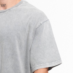 Camiseta Larga Oversize Casual para Hombre, Lavado Ácido, 100% Algodón, Estilo Hip Hop Vintage, Ecológica y Transpirable - Product Image 5