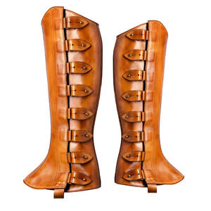 Protectores de Piernas de Cuero para Caballos, Resistentes, de Cuero Liso, para Entrenamiento al Aire Libre - Product Image 1