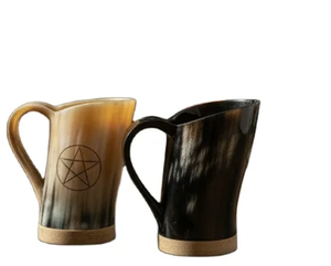 Taza de cuerno natural rústica hecha a mano de alta calidad, taza de cerveza vikinga, taza para beber estilo medieval para cerveza, hidromiel, café a los precios más bajos - Product Image 2