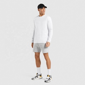 T-shirt d'été tendance 2027 pour homme à manches longues, 100 % coton, col rond, coupe classique, blanc uni, en jersey tricoté, idéal pour le fitness et l'entraînement - Product Image 6