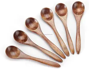 Cucharadita pequeña de madera, 6 uds., utensilios de madera para servir para cocinar, condimentos, miel, cucharas para uso diario