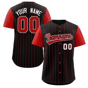 Camiseta de Béisbol con Cuello en V y Botones, Personalizada con Nombre y Número, Transpirable, con Rayas Finas, Uniforme Deportivo 100% Poliéster - Product Image 4