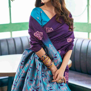 Sari indio de diseñador en tendencia, superventas, para fiesta, elegante, listo para usar, bordado, de georgette y poliéster, largo hasta el suelo para mujer - Product Image 3