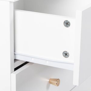 Comodino Moderno Semplice Bianco con 4 Cassetti in Quercia e Rattan per Arredamento Camera da Letto, Ideale per Appartamenti e Seminterrati - Product Image 2