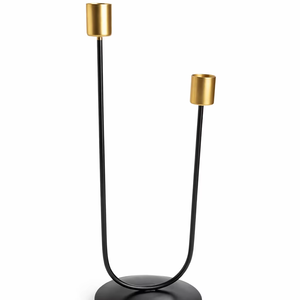 Modern Dual Metal U Shape Black Gold Candle Holder Stand Stable Base Handmade Decorative Table Centerpiece Party Birthday - Product Image 1