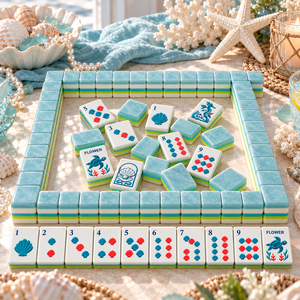 Juego de Mahjong Occidental de Diseño Exclusivo, Azul Océano, Moderno, Americano, Fácil de Reconocer, 160 Piezas de Acrílico, para Casa de Playa - Product Image 5
