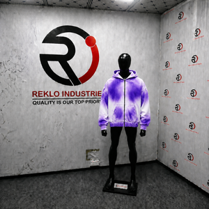 Sweat-shirt à capuche zippé dégradé violet et blanc, coupe oversize, streetwear unisexe, veste à capuche ombrée premium, fermeture éclair intégrale, effet vintage délavé - Product Image 3