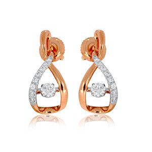 14K Rose <b>Gold</b> Diamond Drop <b>Earrings</b> Round Brilliant Cut Lab Grown Diamonds Open Teardrop <b>Dangle</b> Design Elegant Jewelry for Women - Product Image 1
