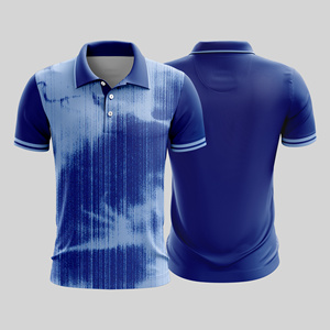 เสื้อเชิ้ตแขนสั้นผู้ชายสีน้ำเงินไล่เฉดพิมพ์ลายแบบ Sublimated น้ำหนักเบา ป้องกันแบคทีเรีย ระบายความชื้น ทรงปกติ ด้านหน้า - Product Image 1